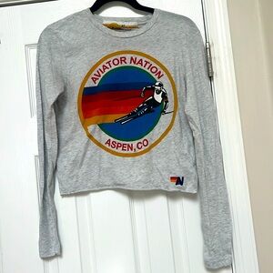 Aviator Nation Signature Long Sleeve Unisex Tee Aspen, CO Ski XS